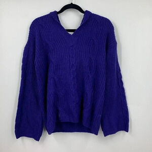 Kikit Women's Knit V-Neck Long Sleeve Hoodie Size‎ M NWT